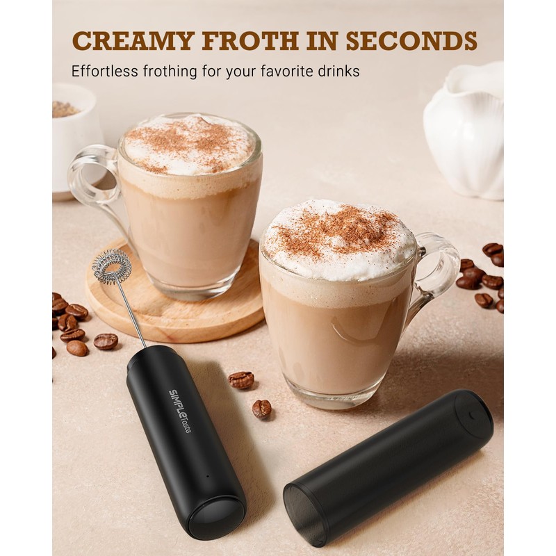 SIMPLETASTE Milk Frother Handheld Electric Foam Maker, Drink Mixer with