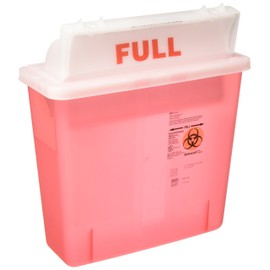 Covidien COV-8507SA SharpSafety Safety in Room Sharps Container Counterbalance Lid, 5 Quart Capacity, Transparent Red