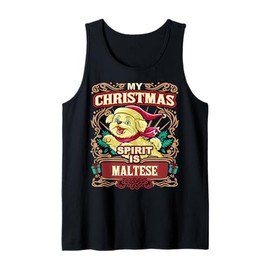 Maltese My Christmas Spirit Dog Santa Claus Elf Reindeer Tank Top