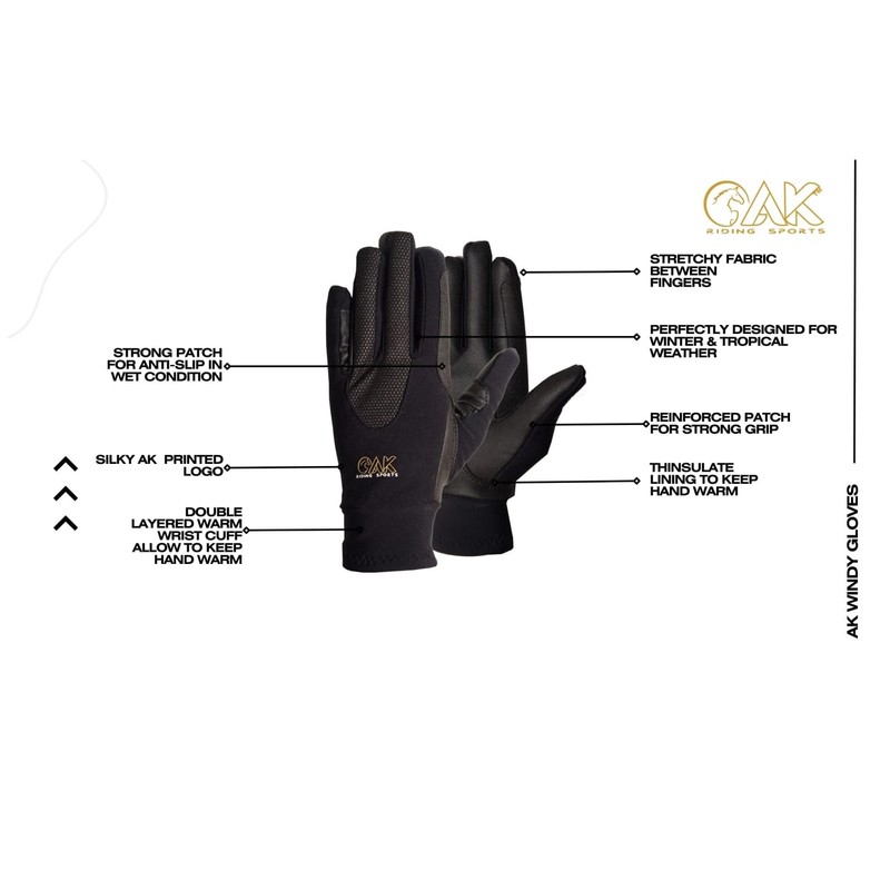 AK Warm Winter Wind Proof Horse Riding Gloves & Winter