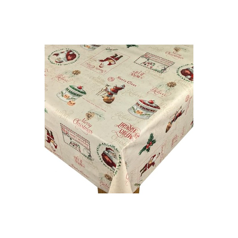 Karina Home Christmas Santa Claus Cream PVC Vinyl Wipe Clean