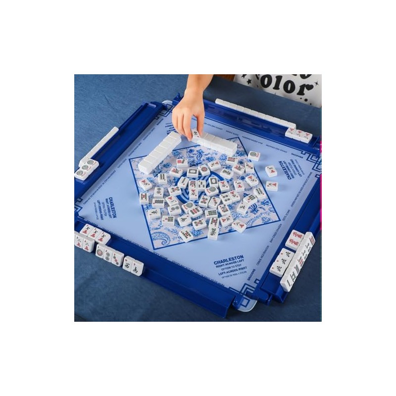 4 Pcs 18.7 Inch Dark Blue Acrylic Mahjong Tile Racks