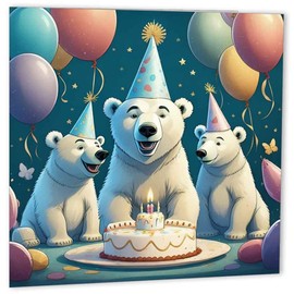 Polar Bears Birthday Card - Childrens Birthday Card - 147mm x 147mm