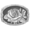 Western Express Rose Belt Buckle - Plain Silver