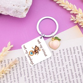 QUIHUD Funny Cowoker gift Useful White Elephant keychain Gag Female Office Cowoker Not My Circus Not My Monkeys keychain Retirement Gift 2025
