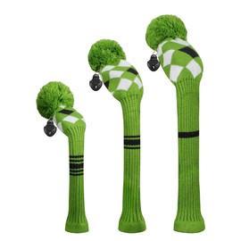 Knitted Pom Pom Golf Headwear Set for Driver Wood, Fairway and Utilities, Driver Headcases, Wooden Headcases, Other Club Headcovers