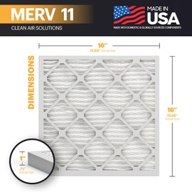 BNX TruFilter 16x16x1 Air Filter MERV 11 (6-Pack) - MADE IN USA - Allergen Defense Electrostatic Pleated Air Conditioner HVAC AC Furnace Filters for Allergies, Dust, Pet, Smoke, Allergy MPR 1200 FPR 7