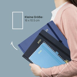 POPRUN Calendar 2026 Small 16 x 10.5 cm (Jan.2026-Dec.2026) - Pocket Calendar 2026 Small Hardcover - Diary Weekly Planner 1 Week 2 Pages with Inner Pocket - Orange