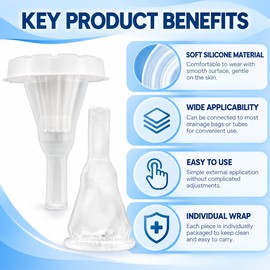 Male External Catheter for Urine Drainage – Self-Adhesive Silicone Design with 3 Size Options for Daily Personal Care, 3 Pack