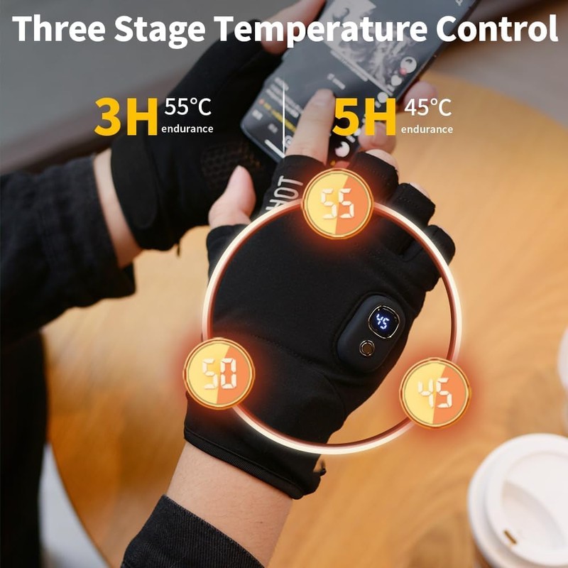 B-Qtech Heated Gloves, Winter Electric Warm Gloves for Men Women,