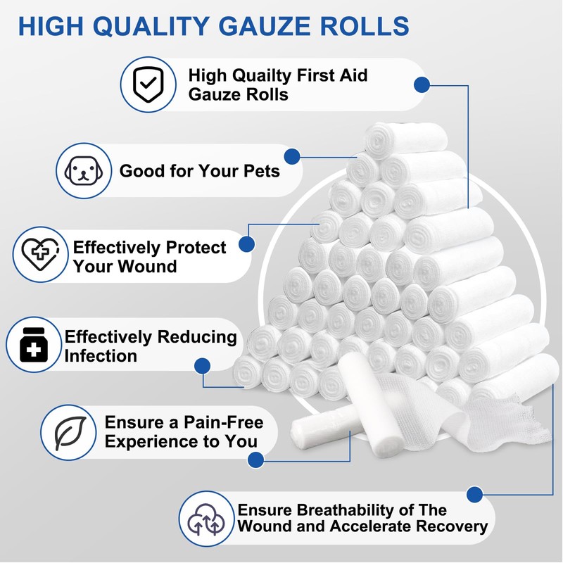 Navona 72 Pack Gauze Rolls, 4 in x 4.1 Yards,