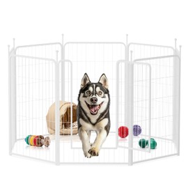 Dog Playpen 40 Inch 8 Panels, Heavy Duty Metal Pet Playpen Indoor Outdoor for Camping, Yard, RV, Garden Fence, Privacy Patio, White