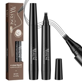 AWROSE Eyebrow Pencil, 2 Pack 3D Waterproof Microblading Eyebrow Pen 4 Fork Tip Tattoo Pencil, Precise Natural Magic Eye Brow Pen with Hair Like Strokes, 4 Points Multi-Used Eye Brow Pencils for Women