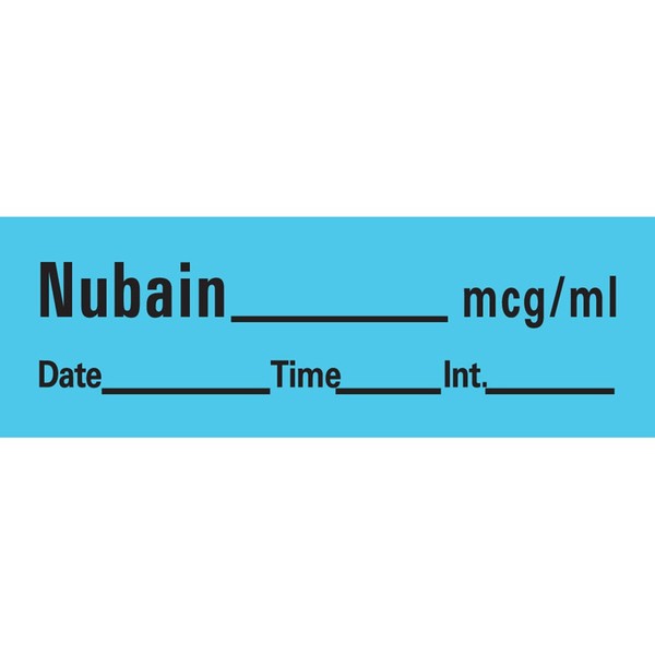 PDC Healthcare AN-28 "Nubain Mcg/mL" Removable Anesthesia Tape with Date,