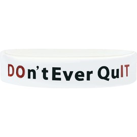 We Keep You Motivated Don’t Ever Quit Motivational Wristbands - Worn by Pro Athletes - Silicone Rubber Inspirational Bracelets - Gym Motivation LLC (Don't Ever Quit - White, Standard)