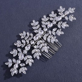 Missgrace Large Bride Wedding Silver Hair Comb Bridal Headpieces Full Rhinestone Hair Pieces Bridesmaid Side Hair Combs Hair Accessories for Women