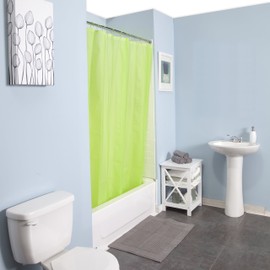 Kenney Medium Weight Mildew-Resistant PEVA Shower Curtain Liner and Beaded Roller Ring Set, 70" W x 72" H, Green