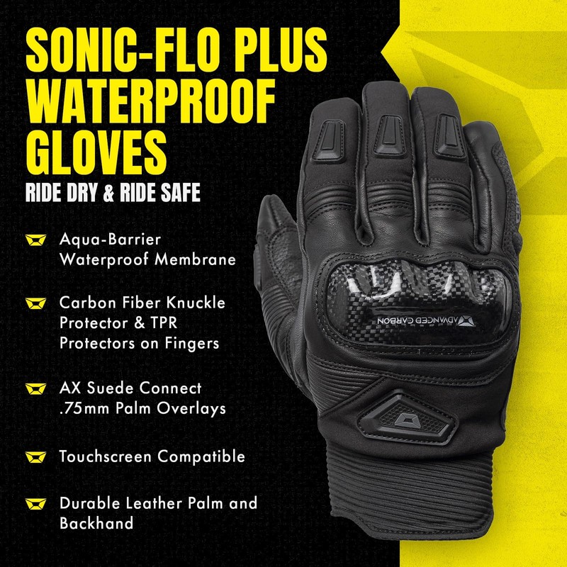 cortech Sonic-Flo Plus Waterproof Motorcycle Gloves