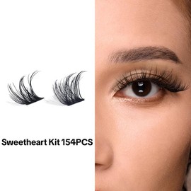 IUI Beauty-super huge amount 154pcs Sweetheart Kit. 0.05mm ultra-thin band,durable and soft individual waterproof lash extensions.Free tool kit with purchase,long-lasting bond and seal,remover,tweezers for perfect eye makeup for beginners.