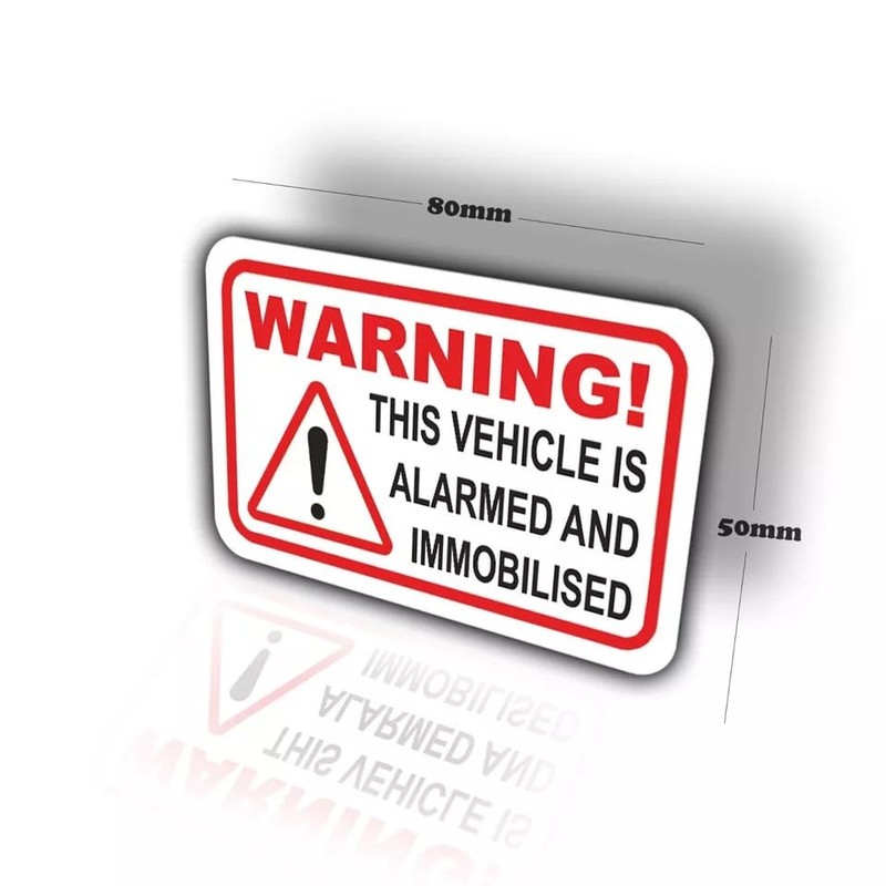 4-Pack - This Vehicle is Alarmed & Immobilised Vinyl Car