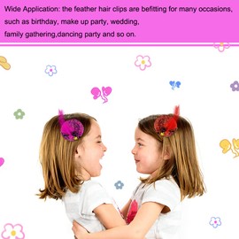 SYIGICE 12pcs Mini Tea Hat Hair Clip, 2 Inch Party Hair Fascinators with Mesh Flowers Faux Feather for Women, Multicolored