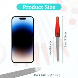 6-Pack Metal Fingernail File, Metal Nail Files for Women Stainless Steel Diamond Non-Slip Handle Foot Nail Files Double-Sided Sapphire Sand Trimmer for Men Women's Natural Nails