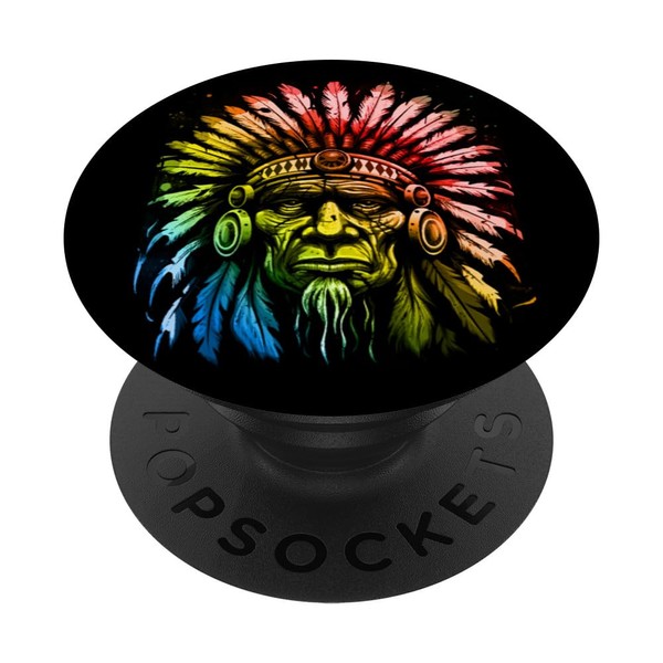 Apache Colorful Portrait Chief Head PopSockets Standard PopGrip