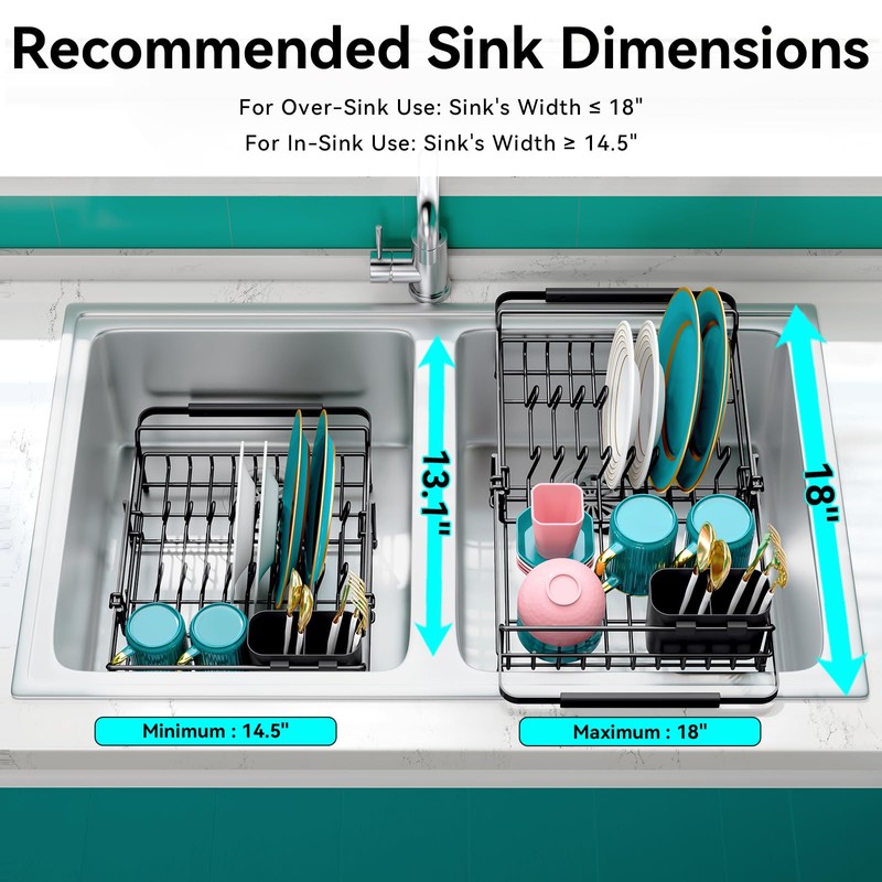 Urackify Expandable in Sink Dish Drying Rack - Adjustable Dish