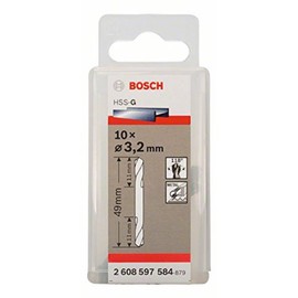 Bosch 2608597584 Double Metal Ended Drill Bit, 3.2mm x 11mm x 49mm, Grey, Pack of 10