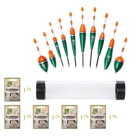 Zite Fishing Glow Stick Set - 10 Glow Stick Floats with Float Tube Eel Floats Predator Floats + 10 Glow Sticks in Bag
