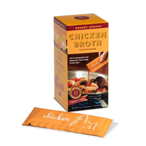 Savory Choice Liquid Concentrate Chicken Broth, 12 Stick Pouches (Pack of 12)