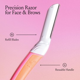 Billie - Kit de inicio de Dermaplane - Mango reutilizable + 3 cuchillas de repuesto - Quitar el vello facial + cejas perfectamente conformadas, aprobado por dermatólogos, Malibu