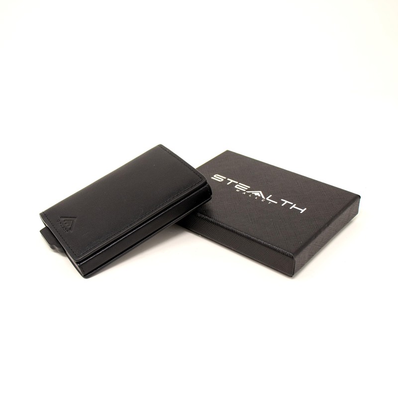 Stealth Wallet Minimalist Slim Lightweight Pop Up Card Holder, Black