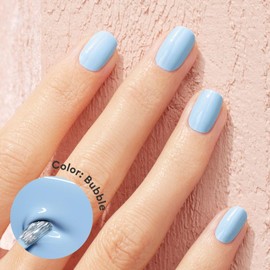 Manucurist Green Flash LED Pastel Blue Bubble Gel Nail Polish - Vegan, 12-Free, Plant-Based Gel Polish - Strengthens and Protects the Nail - Gel Nail Polishes - Gel Polish - Made in France - 0.5 fl oz
