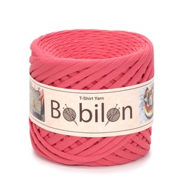 T-Shirt Yarn Fettuccini Trapillo Style, 7-9 mm T-Shirt Yarn for Crocheting, Knitting Thick Thread, T Yarn Organic 100% Cotton Fabric, Jersey Yarn - Coral