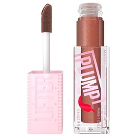 Maybelline Lifter Plump Brillo Labial Voluminizador, Maquillaje para Labios con Efecto Relleno Instantáneo, Fórmula con Chile y Maxi-Lip, Acabado Brillante, Tono Cocoa Zing, 5.4 ml