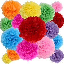 BestoFun 16PCS Mexico Party Decorations Tissue Paper Flowers Pom Poms – Vibrant Multicolor Decorations for Fiesta, Cinco de Mayo, Birthday, and Mexican Themed Parties