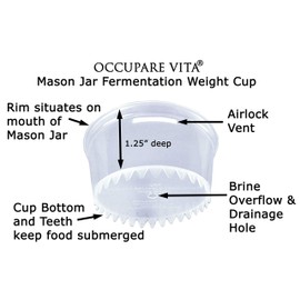 BETTER than Glass Fermentation Weights - Food Grade Plastic Mason Jar Food Fermentation Weights CUPS keep food submerged in brine (6-3" WIDE MOUTH CUPS ONLY, NOT KITS)