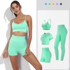 Women's 4-Piece Solid Color Yoga Set with Camisole and Seamless Bra Shorts Style: Beige Sling + S 3ea