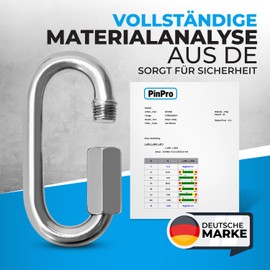 PinPro A4 Stainless Steel Screw Connector, 4 mm, Pack of 2, 500 kg Breaking Load, Rustproof AISI 316 Screw Carabiner, Chain Connector or Chain Link