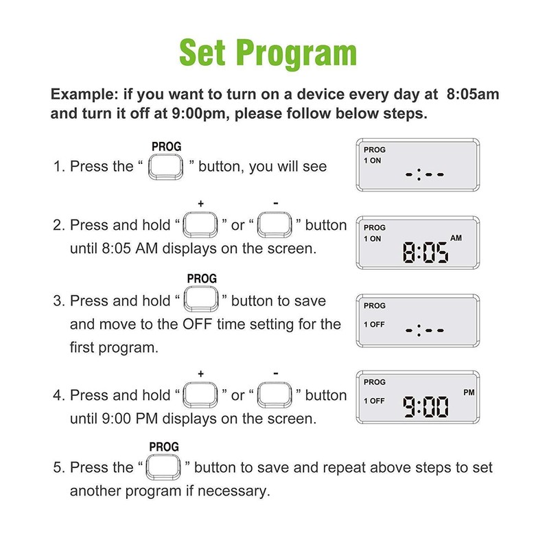 BN-LINK 2 Pack Digital Timer Outlet 24H Programmable Digital Outlet