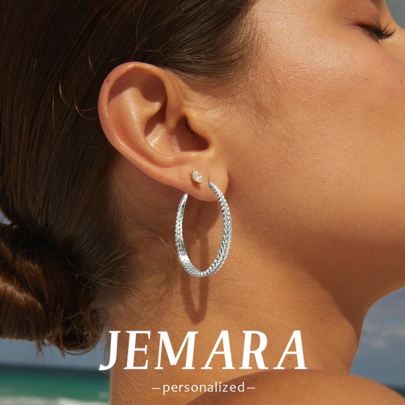 JEMARA Silver Hoop Earrings for Women 925 Sterling Silver Hoop