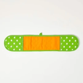 HOMESCAPES - Pure Cotton Double Oven Glove - Stars - Lime Green Orange - 18 x 84 cm - Fully Coordinated Washable Kitchen Linen