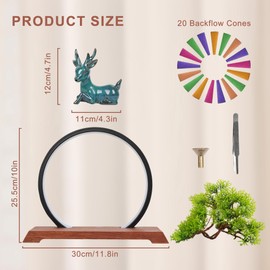 LifMagix Backflow Incense Holder with LED Light Ring Ceramic Backflow Incense Burner with 20 Incense Cones LED Incense Burner for Home Office Decor Yoga Aromatcherapy