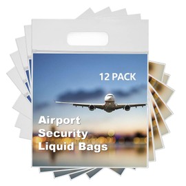 MOCOCITO 12Pcs Airport Security Liquid Bag Clear Toiletry Bag Flight Clear Liquid Bag 20cm x 20cm Airport Liquid Bags Reusable Bag Approved by EU & UK Hand Luggage Regulations