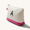 Personalization Universe Initial Embroidered Canvas Makeup Bag- Pink