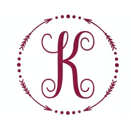 Custom Initial Monogram Vinyl Decal Bumper Sticker, for Tumblers, Laptops, Car Windows - Single Letter Circle with Arrow & Dot Design