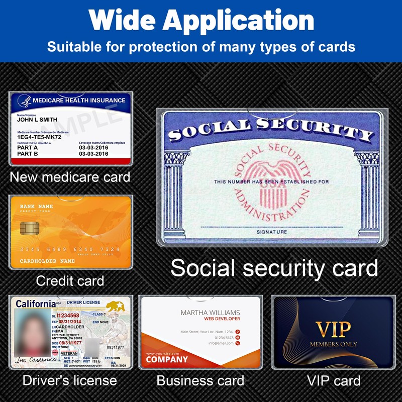 LIEMAND 6 Pack Social Security Card Protector Sleeves, Ultra Clear