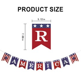 Patriotic 4th of July Banner,Independence Day Patriotic Party Decorations,Red White& Blue America Banner,Pre-Strung