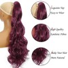 HENSLEELY Wavy Ponytail Hair Extensions Burgundy 18" Long Curly Claw